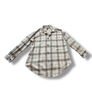 Zaful Women's Flannel/Fleece Neutral Plaid Button Up Shacket Jacket size S